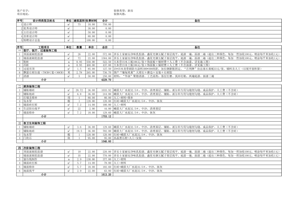 装修报价单格式范本 年_第1页