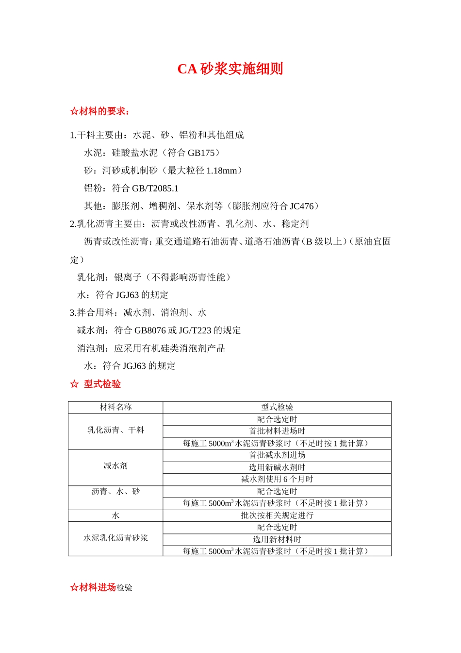 CA砂浆实施细则(盘古)--监理实施细则_第1页