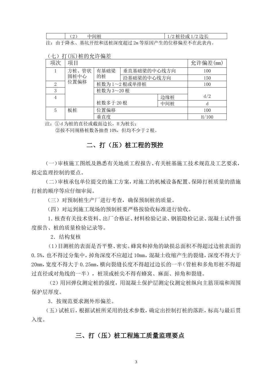 打(压)桩工程施工质量控制监理实施细则--监理实施细则_第3页