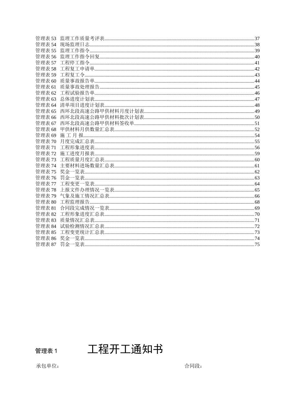 《公路工程施工管理表格》之一_工程管理表-文库-监理表格_第2页