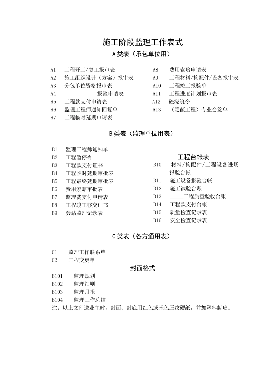 监理资料用表-文库-监理表格_第1页