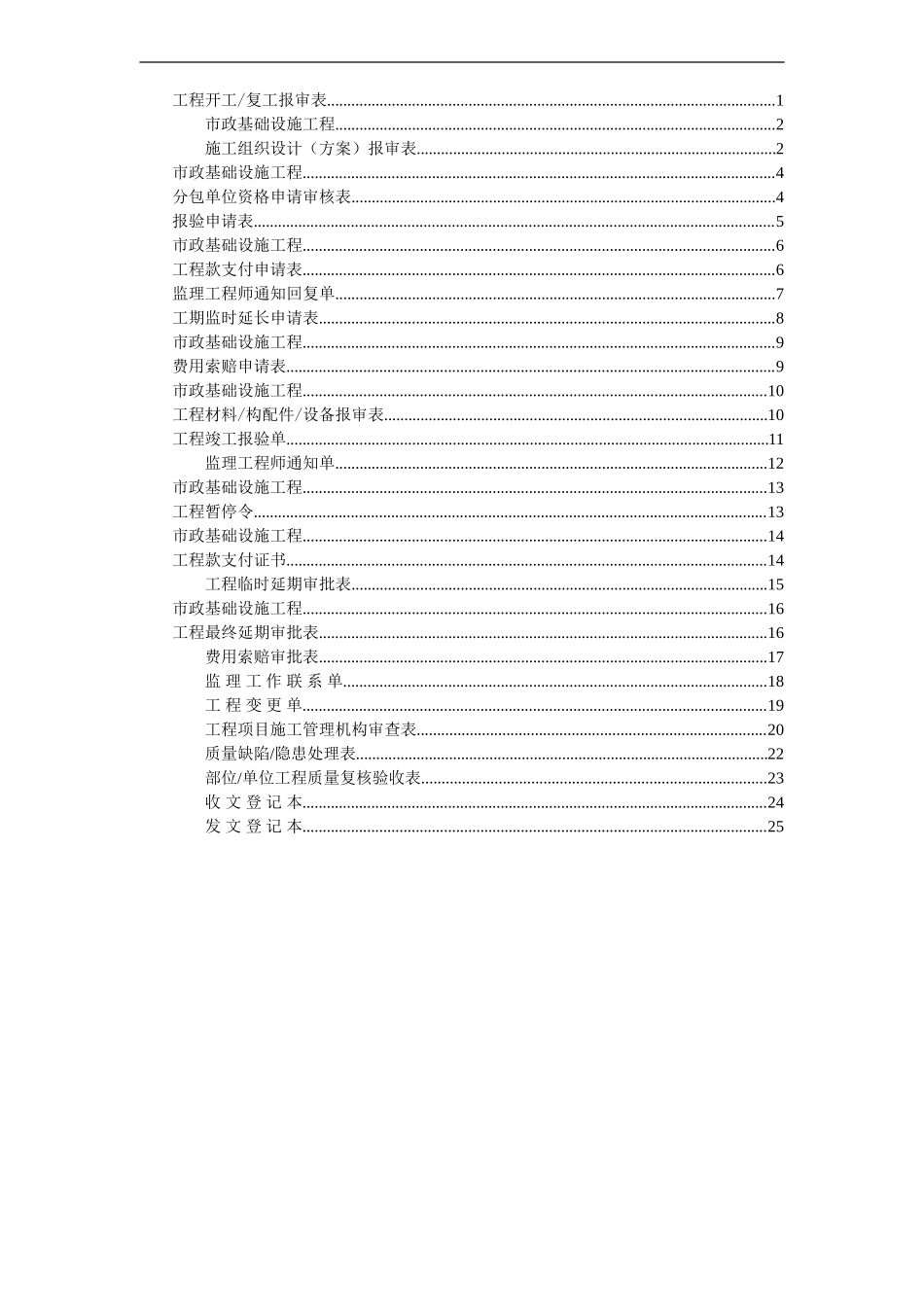 市政工程监理表格-文库-监理表格_第1页