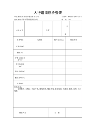 市政路人行道表格-文库-监理表格