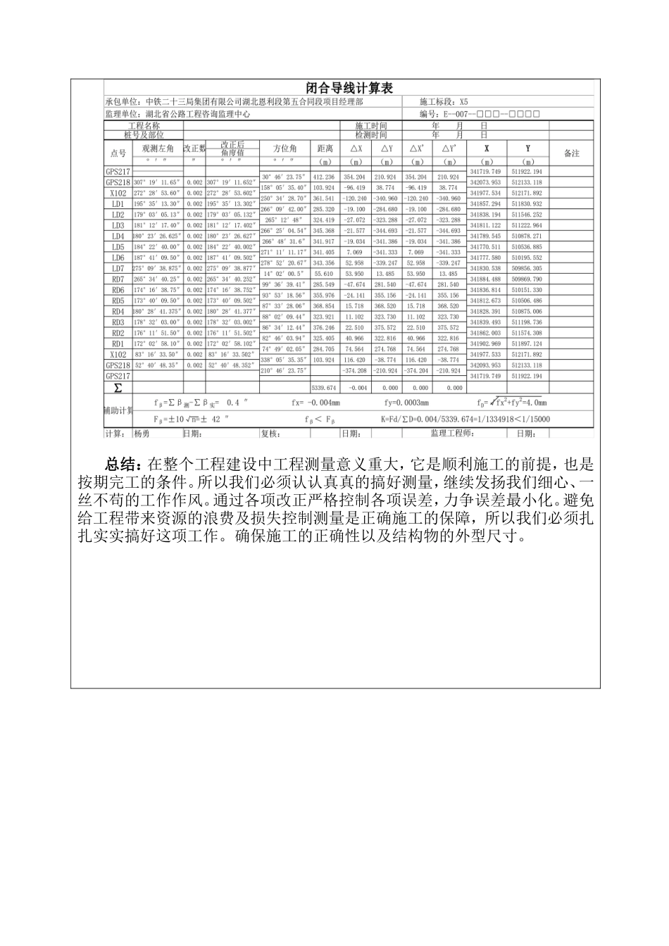 隧道施工控制测量总结-文库-监理表格_第3页