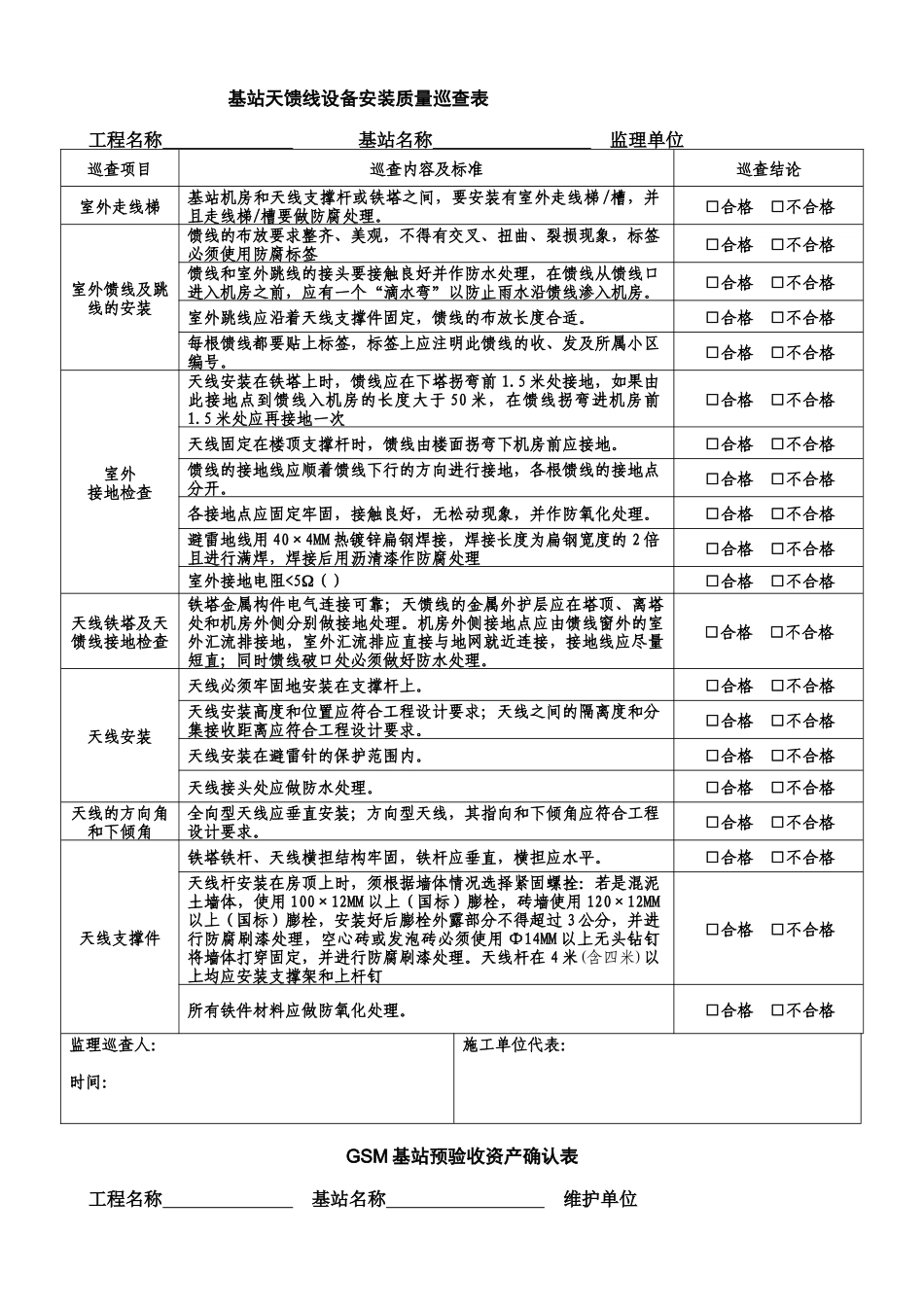 通信建设监理用的预验收表格-文库-监理表格_第2页