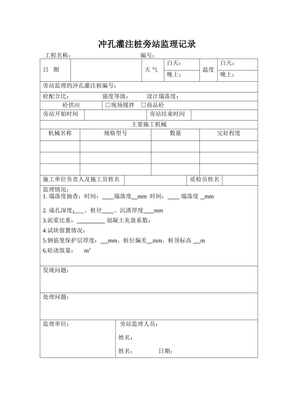 混凝土浇筑旁站监理记录--监理旁站记录_第2页