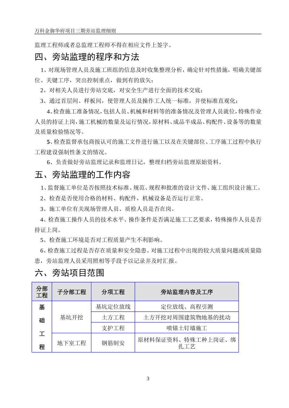 万科金御华府项目三期旁站监理细则--监理旁站细则_第3页