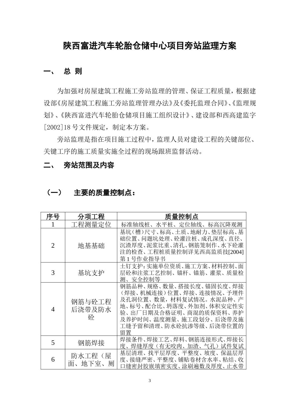 汽车轮胎仓储中心项目旁站监理方案--监理方案_第3页