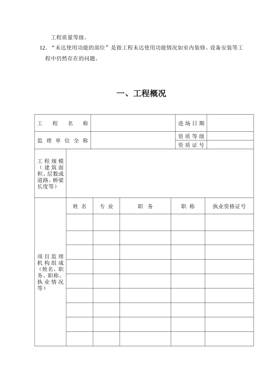 房屋建筑工程和市政基础设施工程质量评估报告表--监理评估报告_第3页