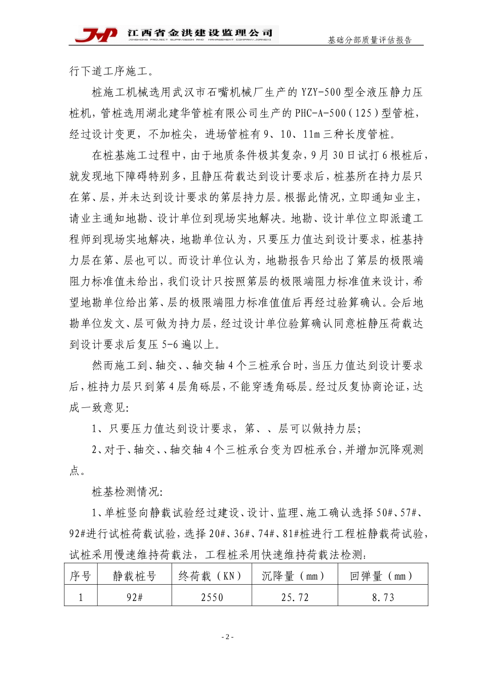 九江海事大桥监督站、引航站业务用房工程基础评估报告--监理评估报告_第3页