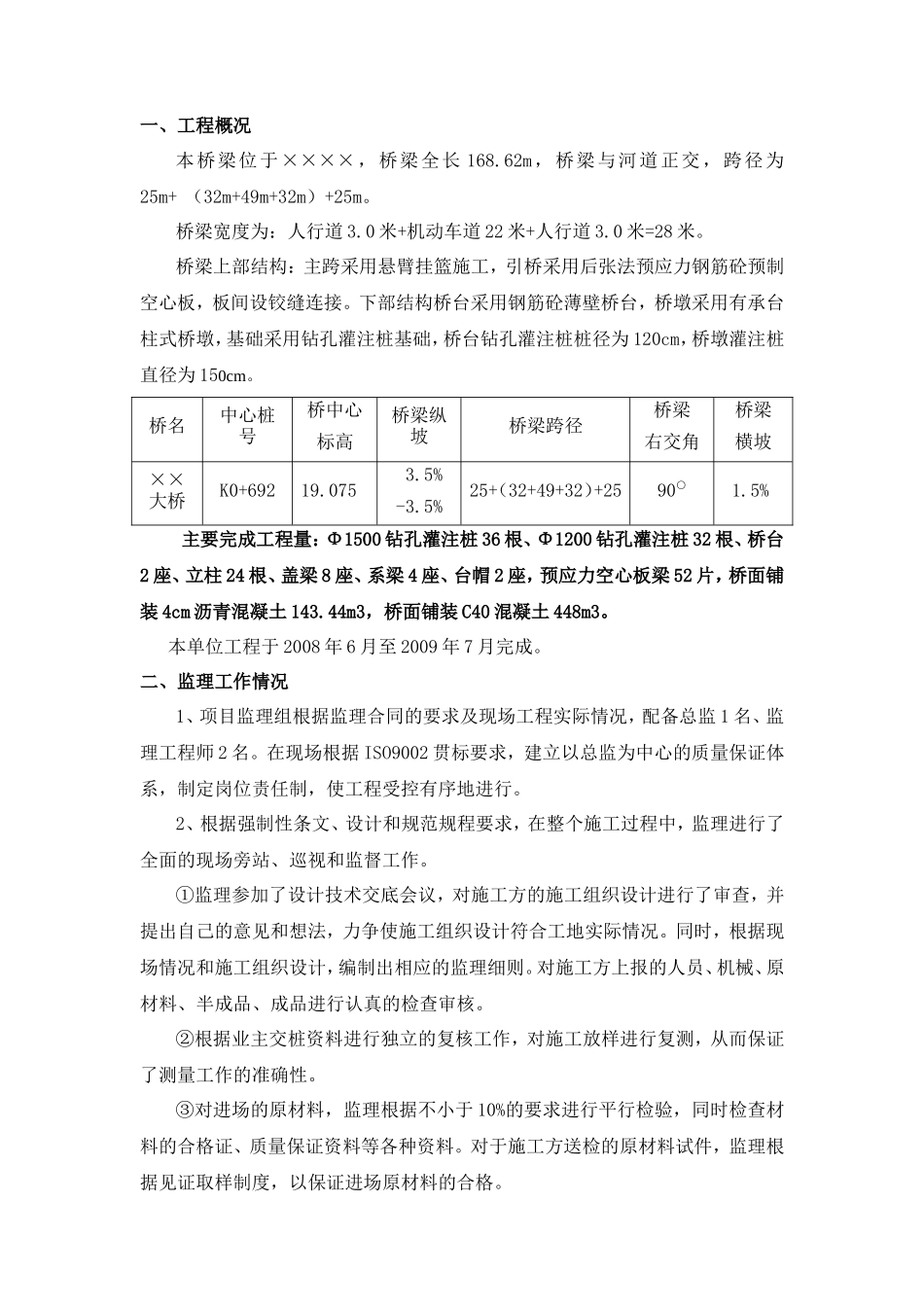 市政桥梁工程监理评估报告--监理评估报告_第2页