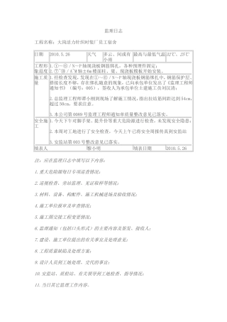 大岗活力针织时装厂员工宿舍工程监理日志--监理日志