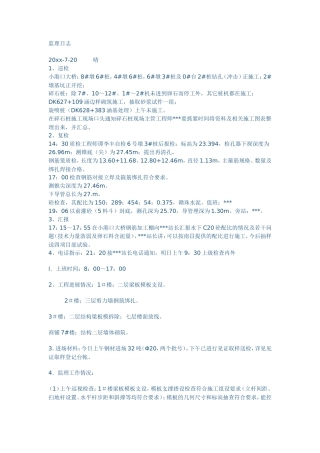 公路工程监理日志--监理日志