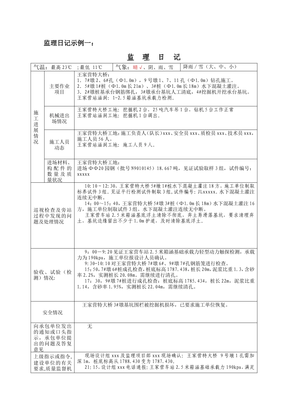 监理日志、施工日志修正意见--监理日志_第1页