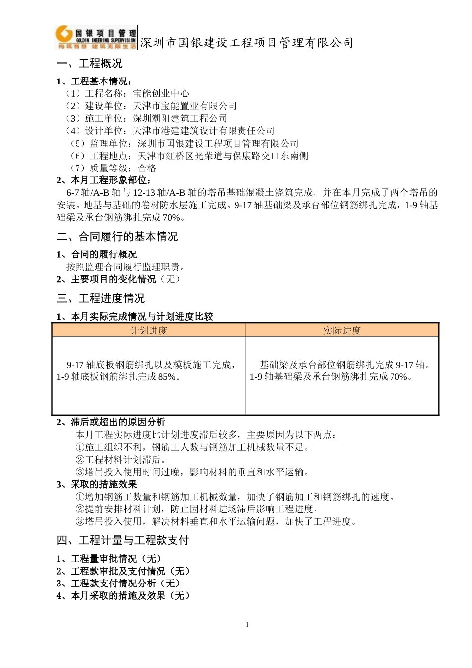 宝能创业中心项目监理月报--监理月报_第2页