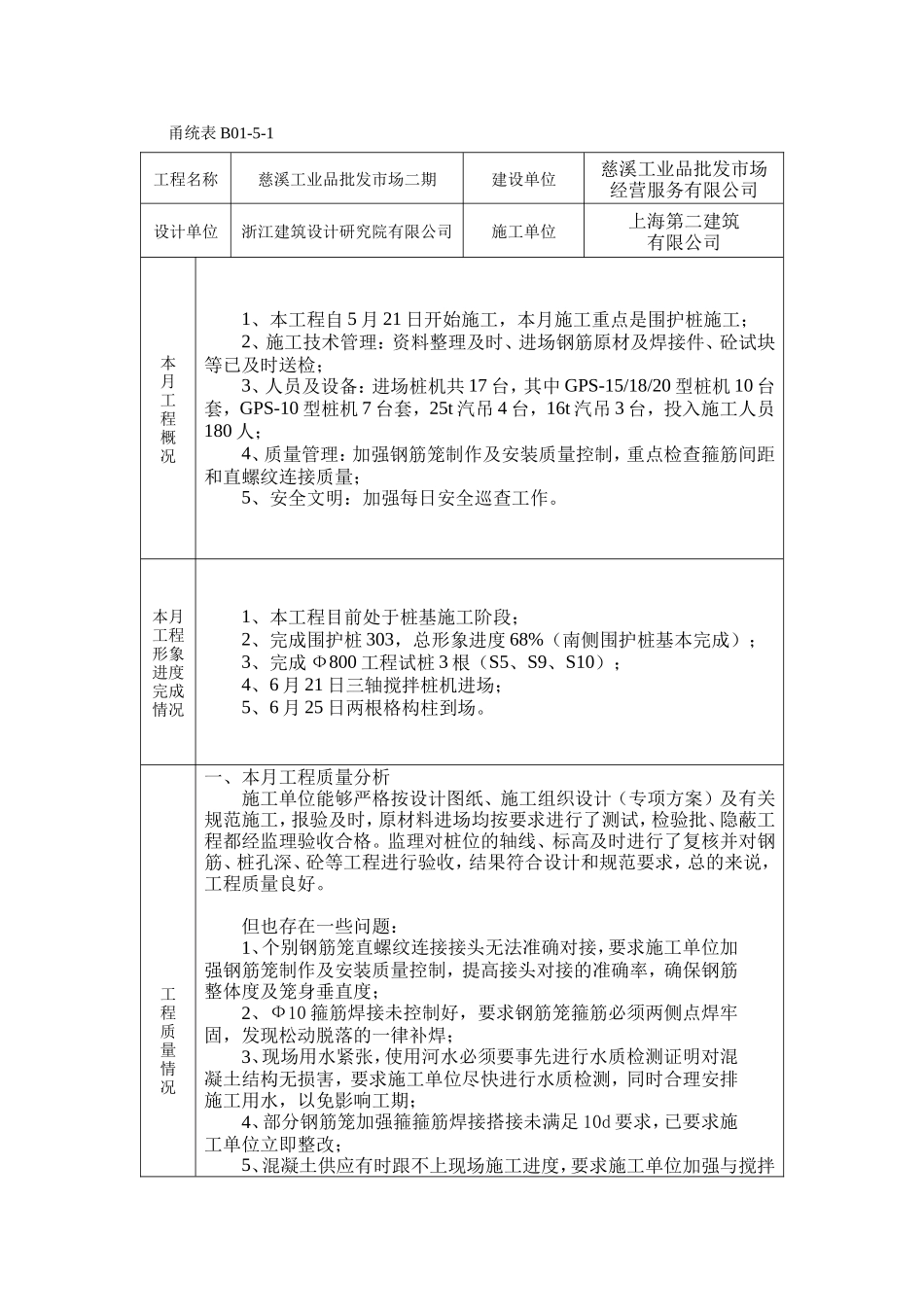 慈溪工业品批发市场二期工程监理月报--监理月报_第3页