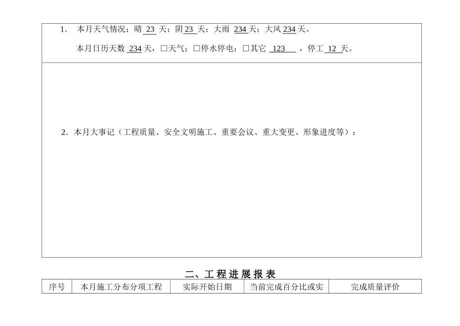 工程建设监理月报表--监理月报_第2页