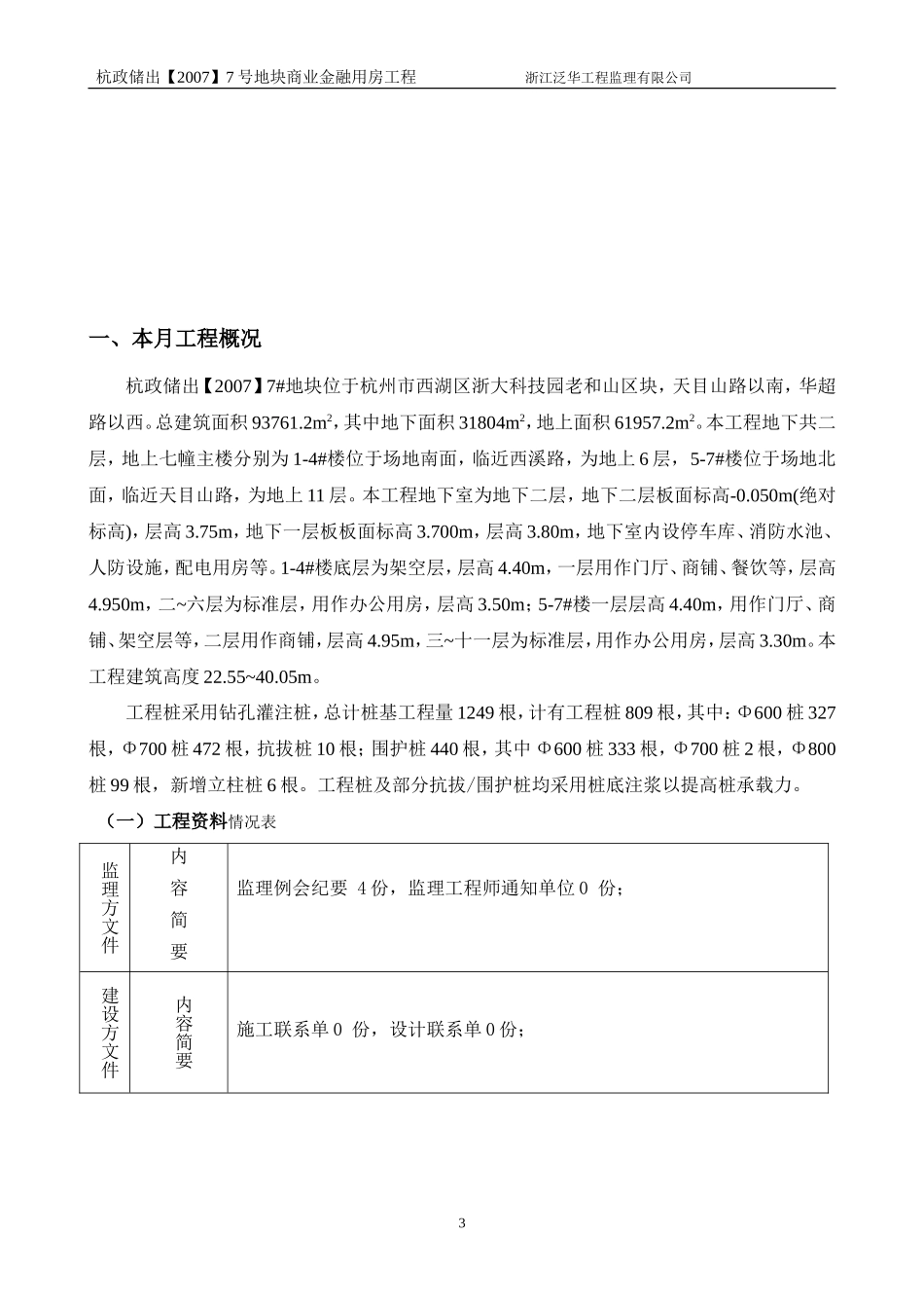 杭政储出地块商业金融用房工程监理月报--监理月报_第3页