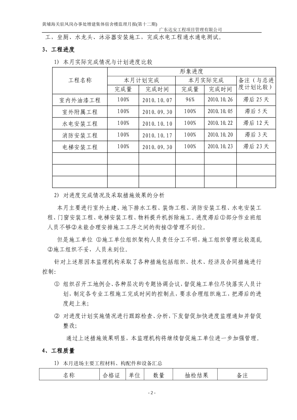 黄埔海关驻凤岗办事处增建集体宿舍楼监理月报--监理月报_第3页