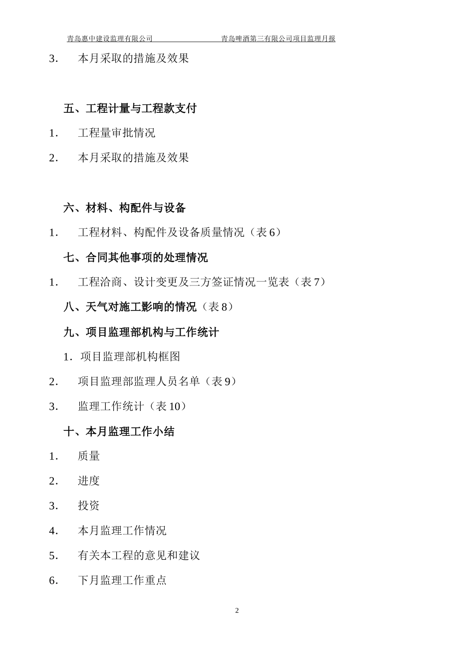 青岛啤酒第三有限公司新增40万千升年啤酒扩建项目监理月报--监理月报_第3页