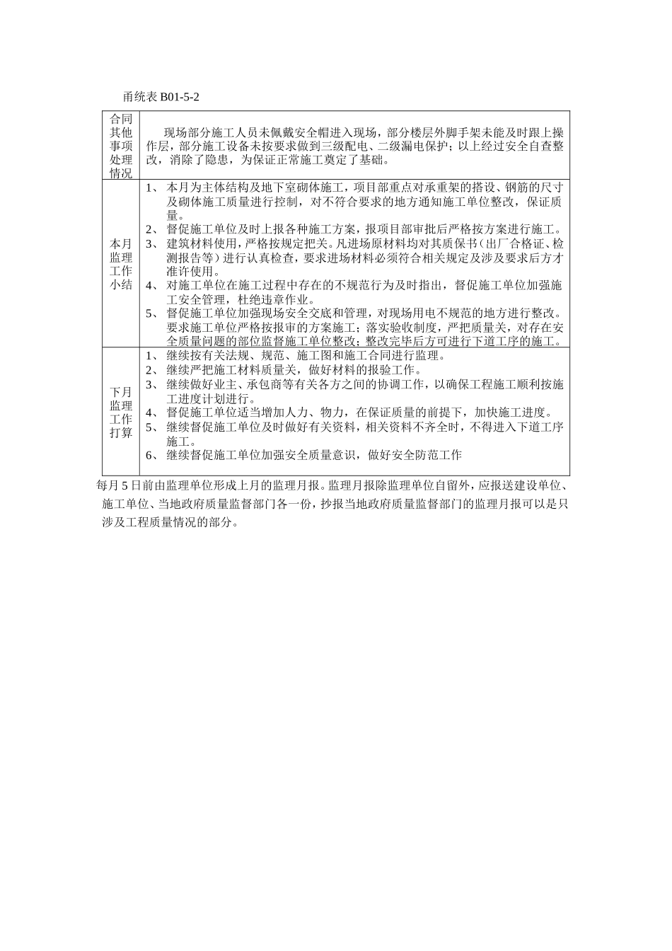 住宅小区工程监理月报--监理月报_第3页