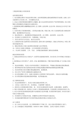 工程监理有限公司岗位职责--监理职责