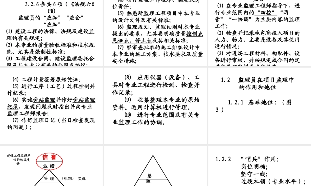 监理员基本职责及工作实务--监理职责