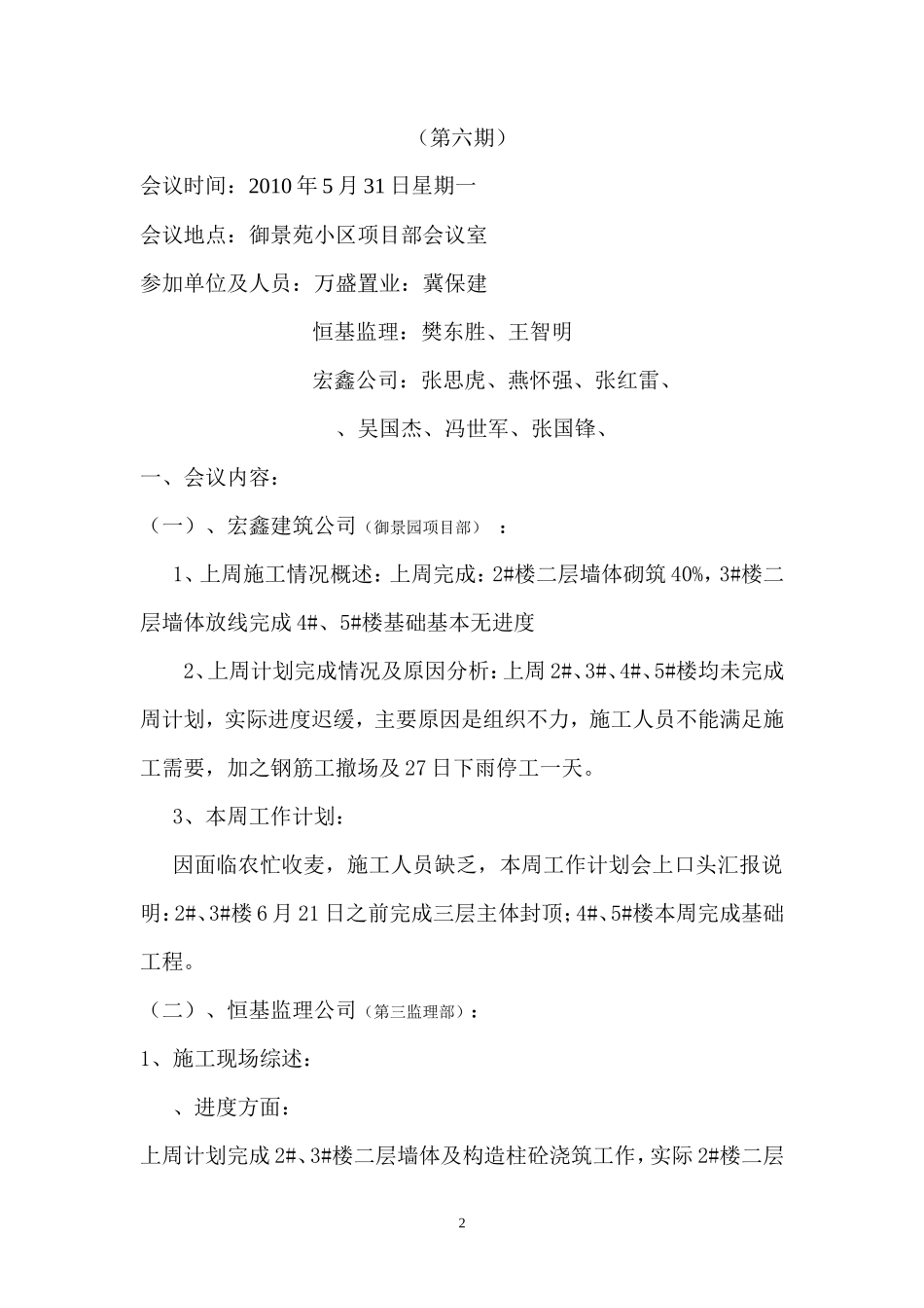 某小区第六期监理例会纪要_第2页