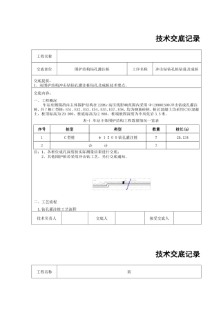 冲击钻钻孔桩钻进及成桩技术交底--技术交底