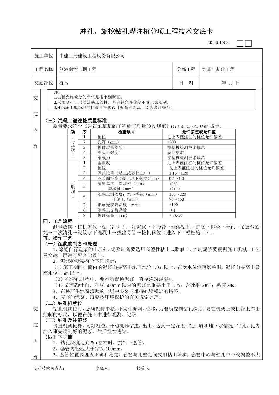 冲孔、旋挖钻孔灌注桩分项工程技术交底卡--技术交底_第2页