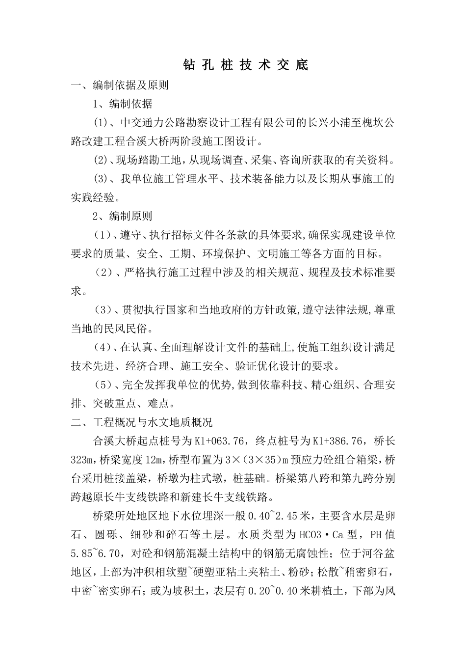 大桥钻孔桩技术交底--技术交底_第1页