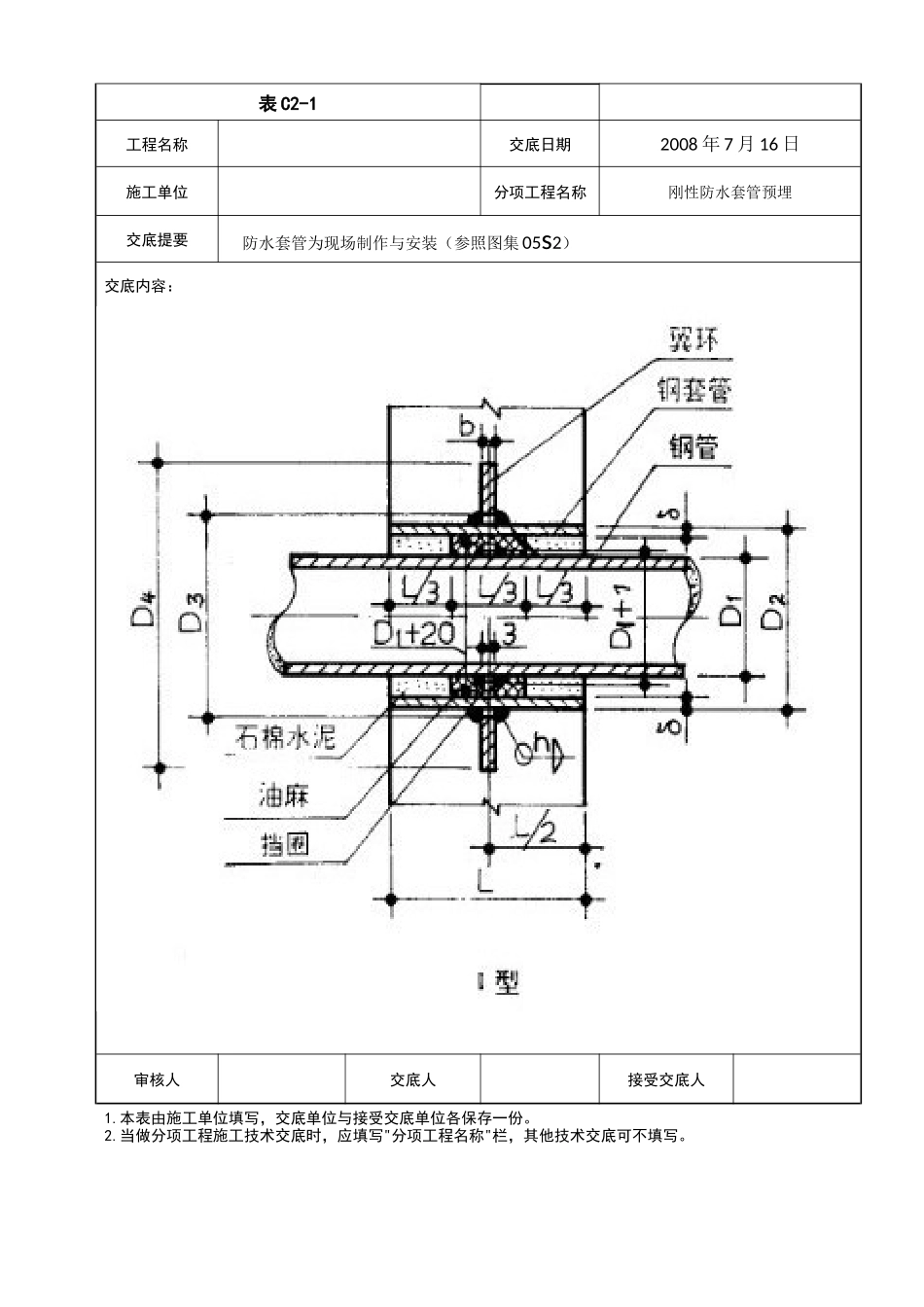 防水套管为现场制作与安装工程技术交底--技术交底_第3页