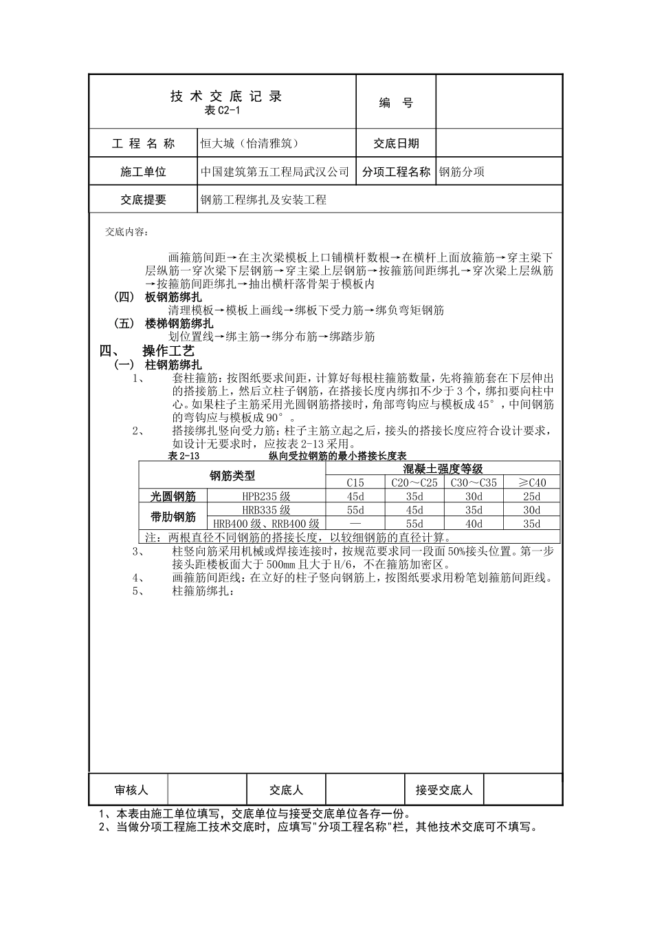 钢筋工程绑扎及安装工程技术交底--技术交底_第2页