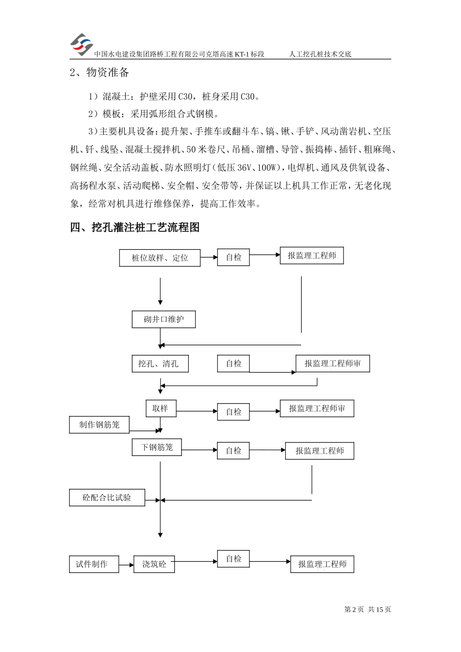 高速公路人工挖孔桩技术交底--技术交底_第2页