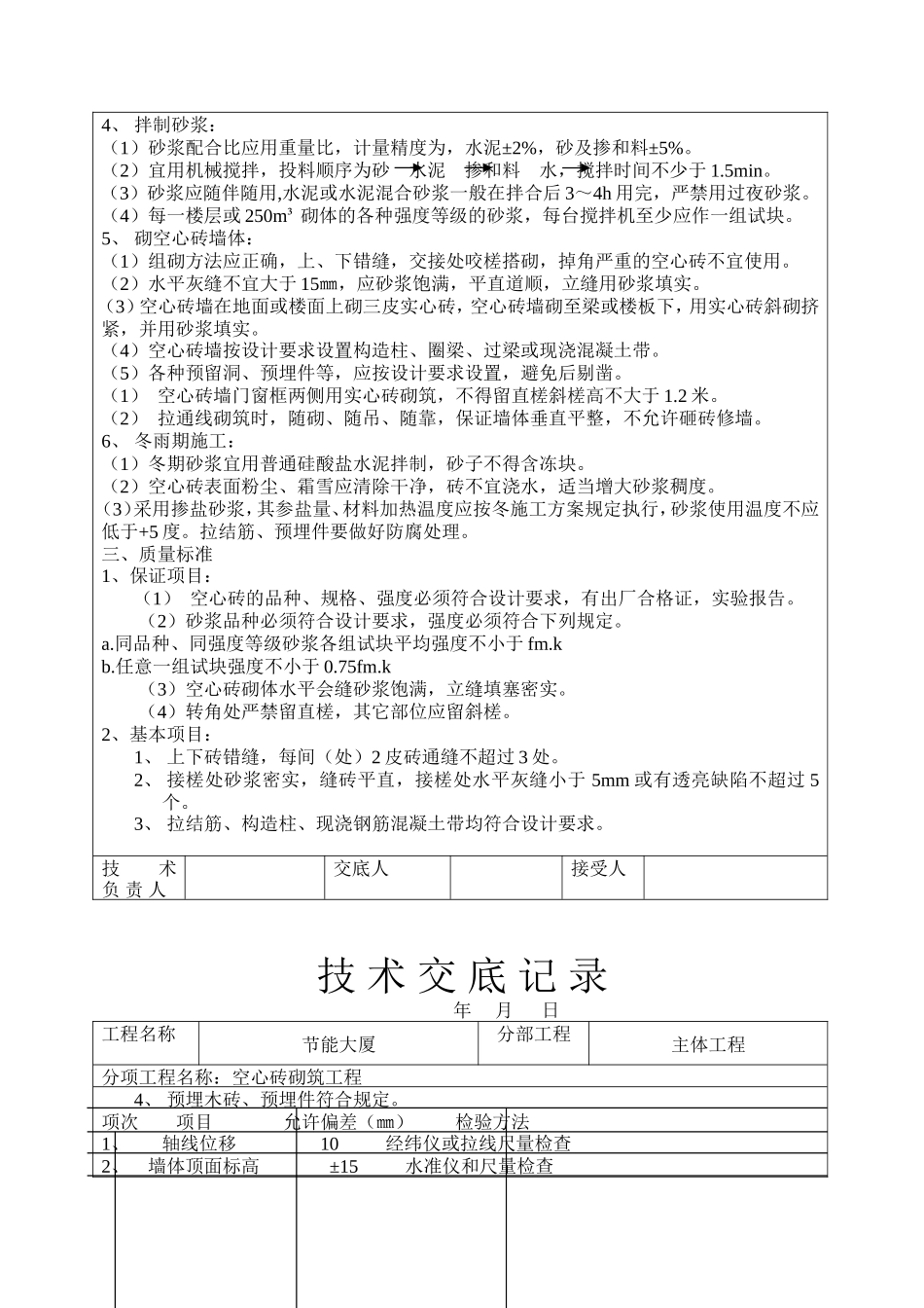 空心砖砌筑工程技术交底--技术交底_第2页