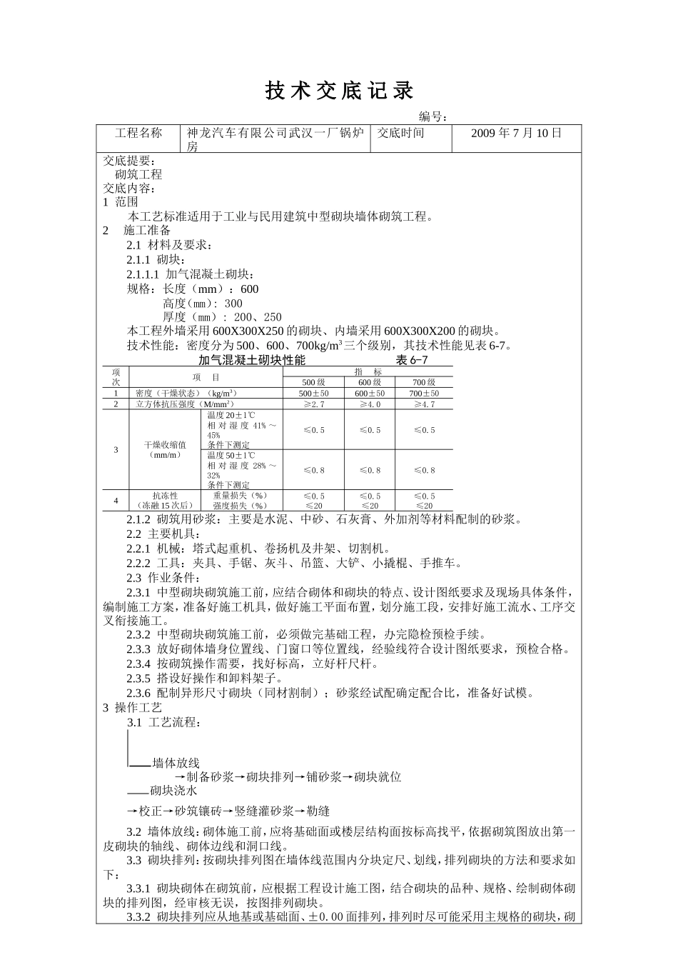 某厂锅炉房砌筑工程技术交底--技术交底_第1页
