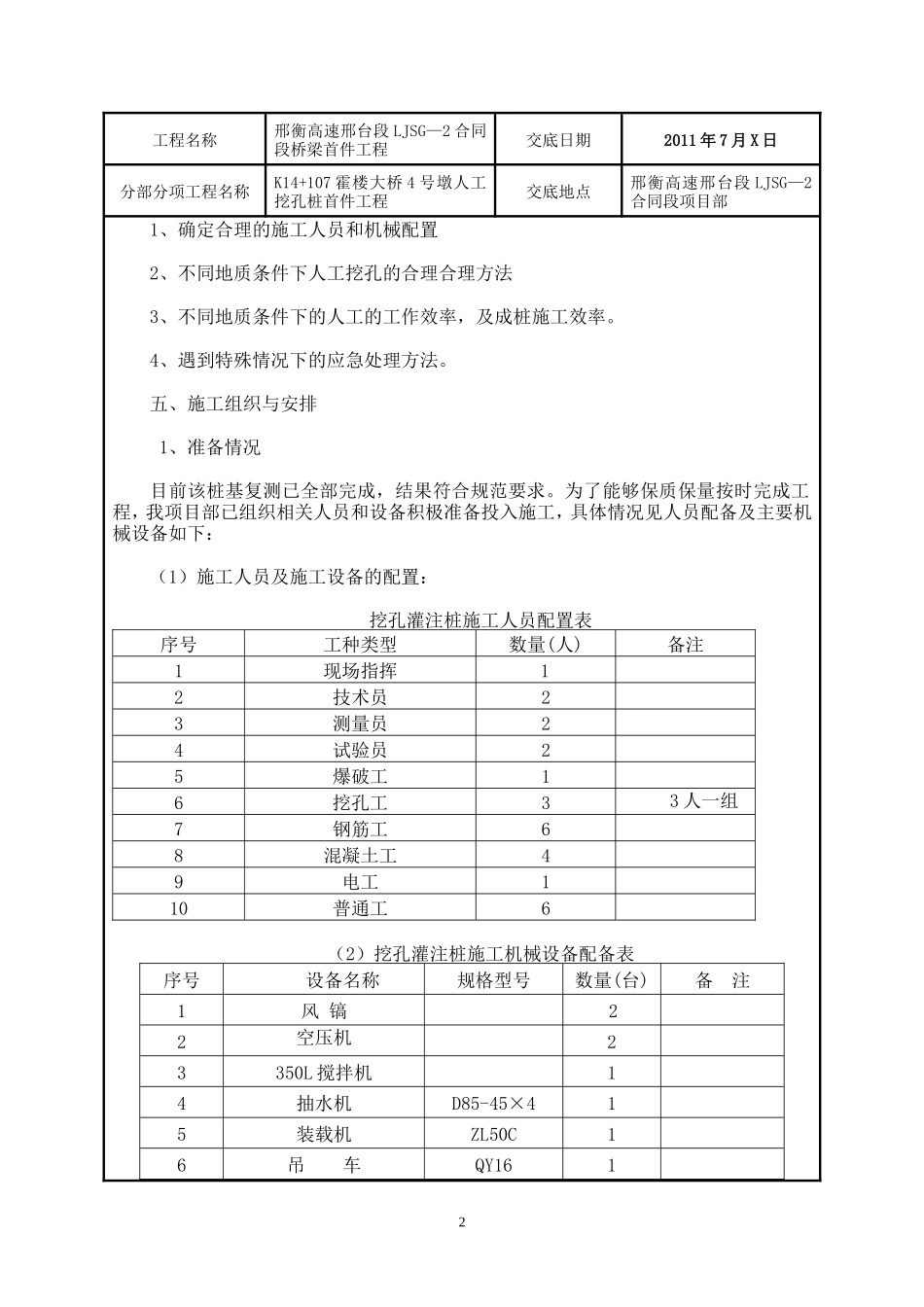 某大桥墩人工挖孔桩首件工程技术交底--技术交底_第2页