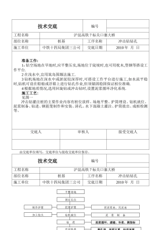 某大桥工程冲击钻钻孔技术交底--技术交底