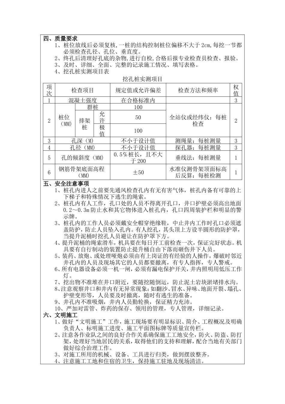 某大桥人工挖孔桩施工技术交底书--技术交底_第2页