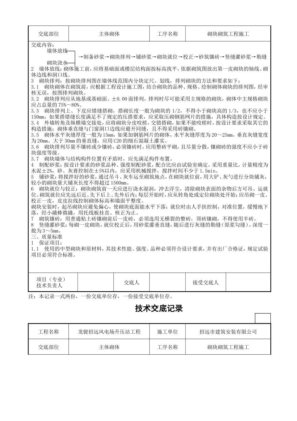 某风电场升压站工程砌块砌筑施工技术交底--技术交底_第2页