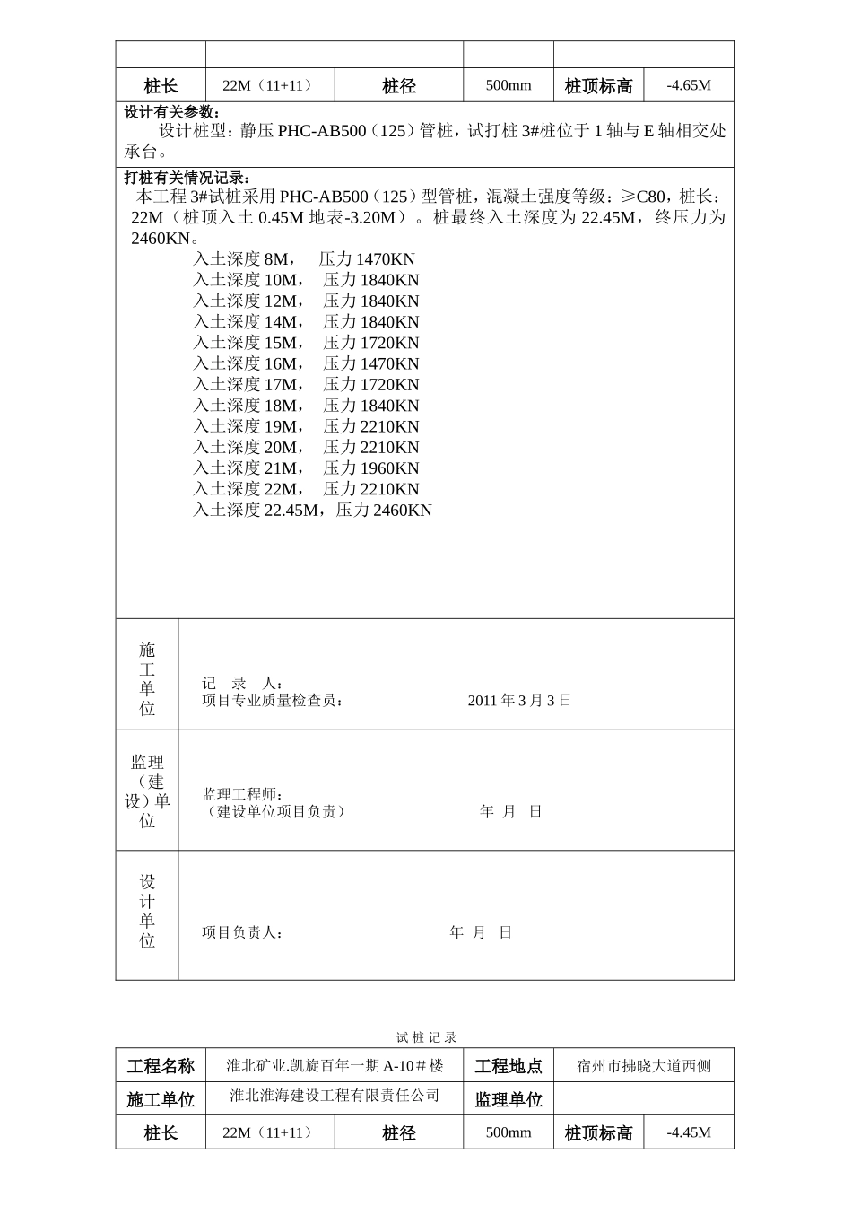 某工程试桩记录--技术交底_第2页