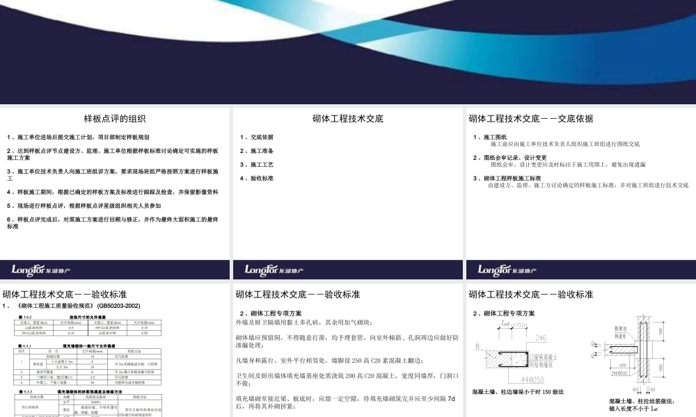 砌体样板点评前交底--技术交底