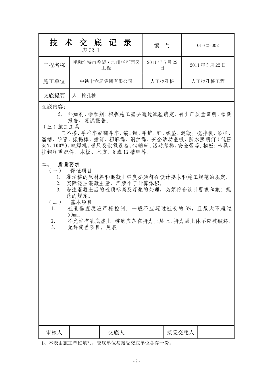 人工挖孔技术交底记录--技术交底_第2页
