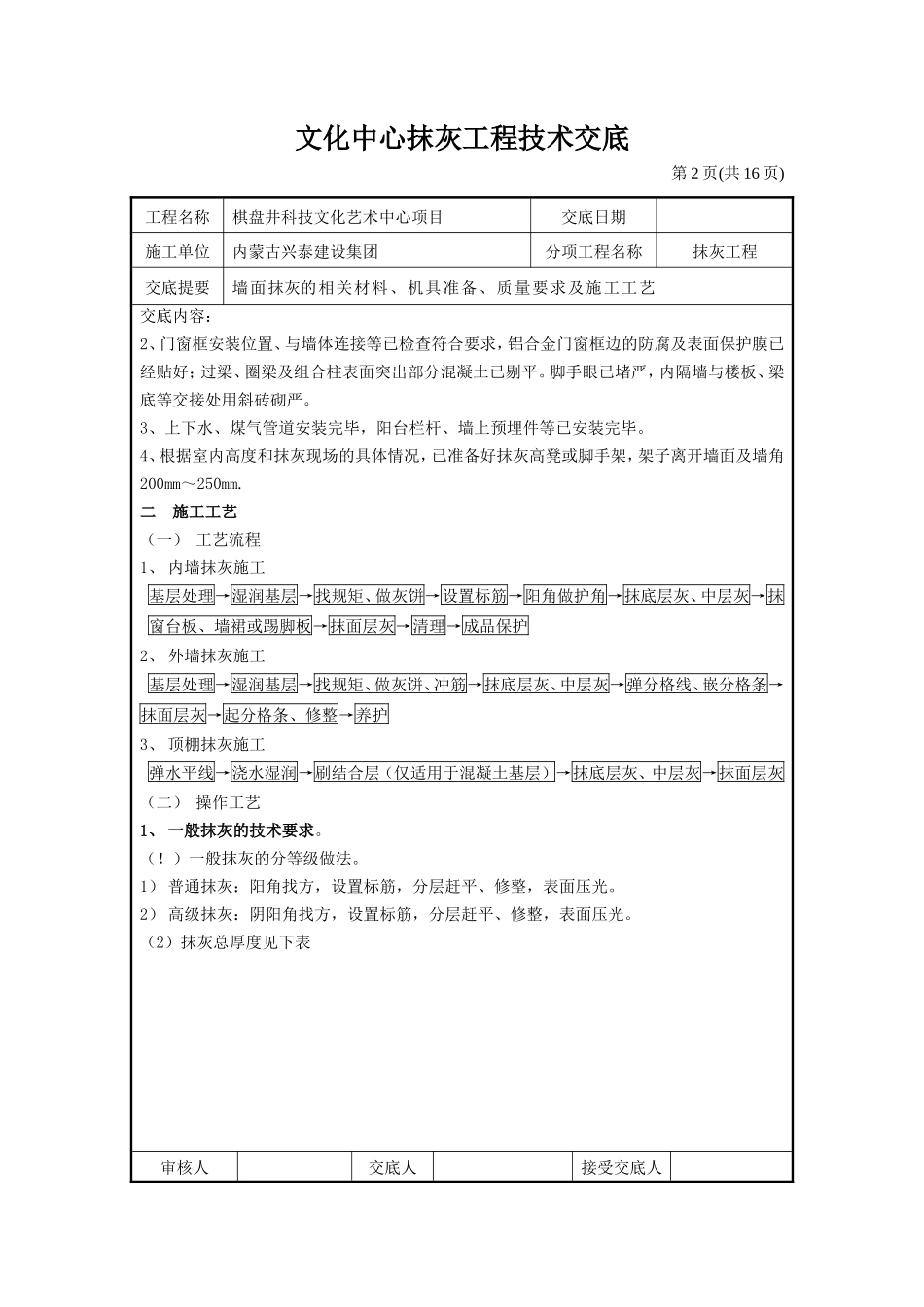文化中心抹灰工程技术交底--技术交底_第2页