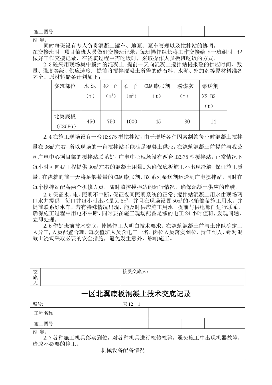 新建办公楼工程底板混凝土施工技术交底记录--技术交底_第2页