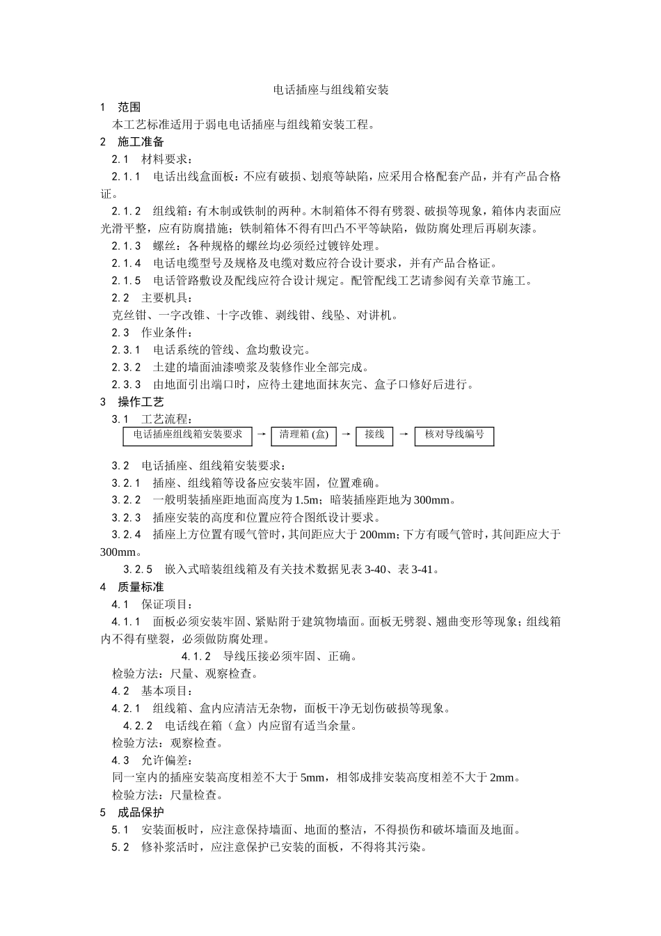 电话插座与组线箱安装工艺--施工工艺_第1页