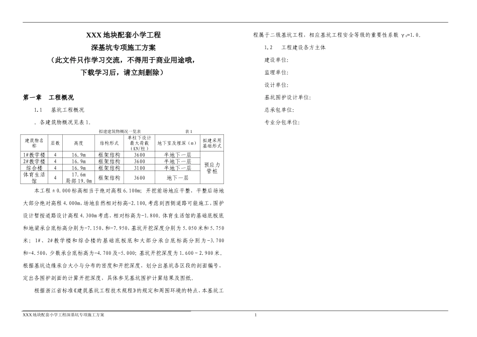 深基坑专项施工方案_论证后1分_第1页