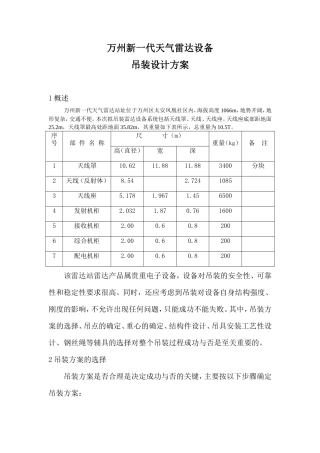 雷达设备吊装设计方案