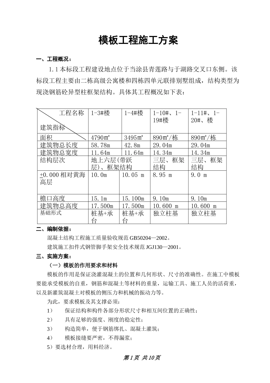 模板工程施工方案文库_第1页