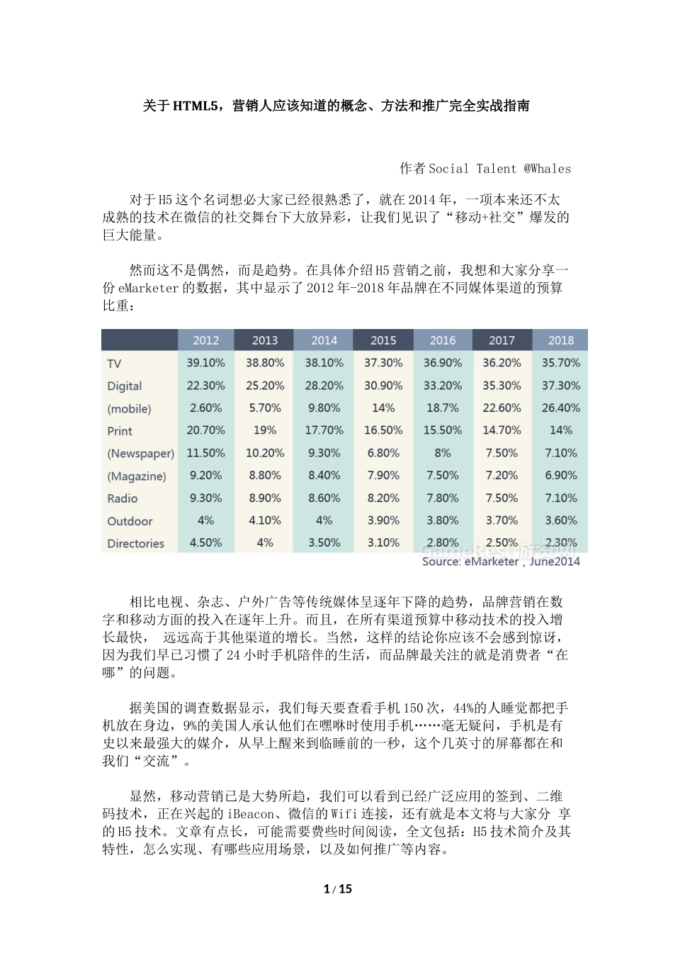 关于HTML5，营销人应该知道的概念、方法和推广完全实战指南_第1页